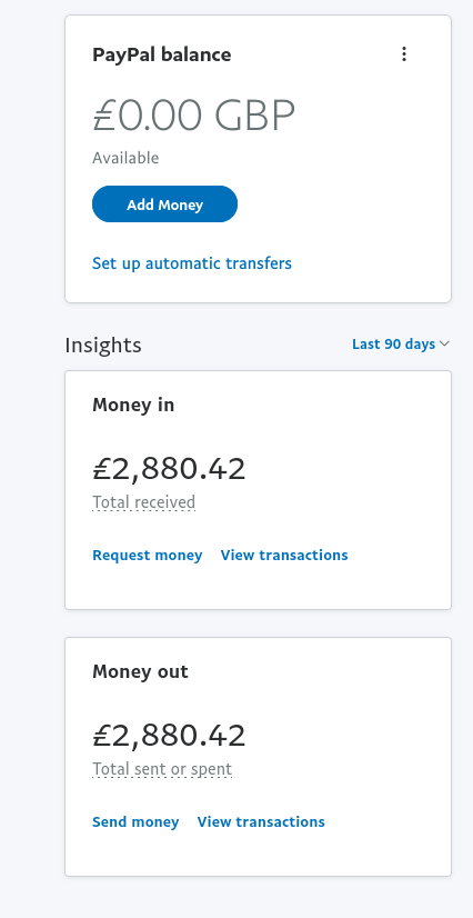 Screenshot of Paypal