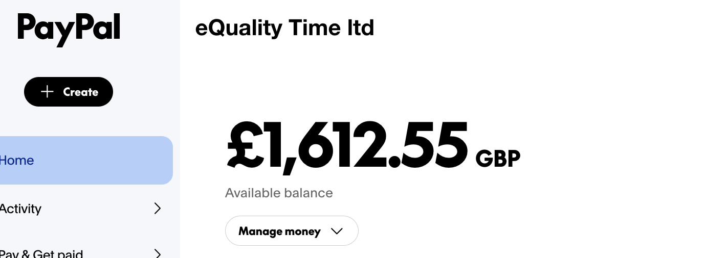 Screenshot of Paypal